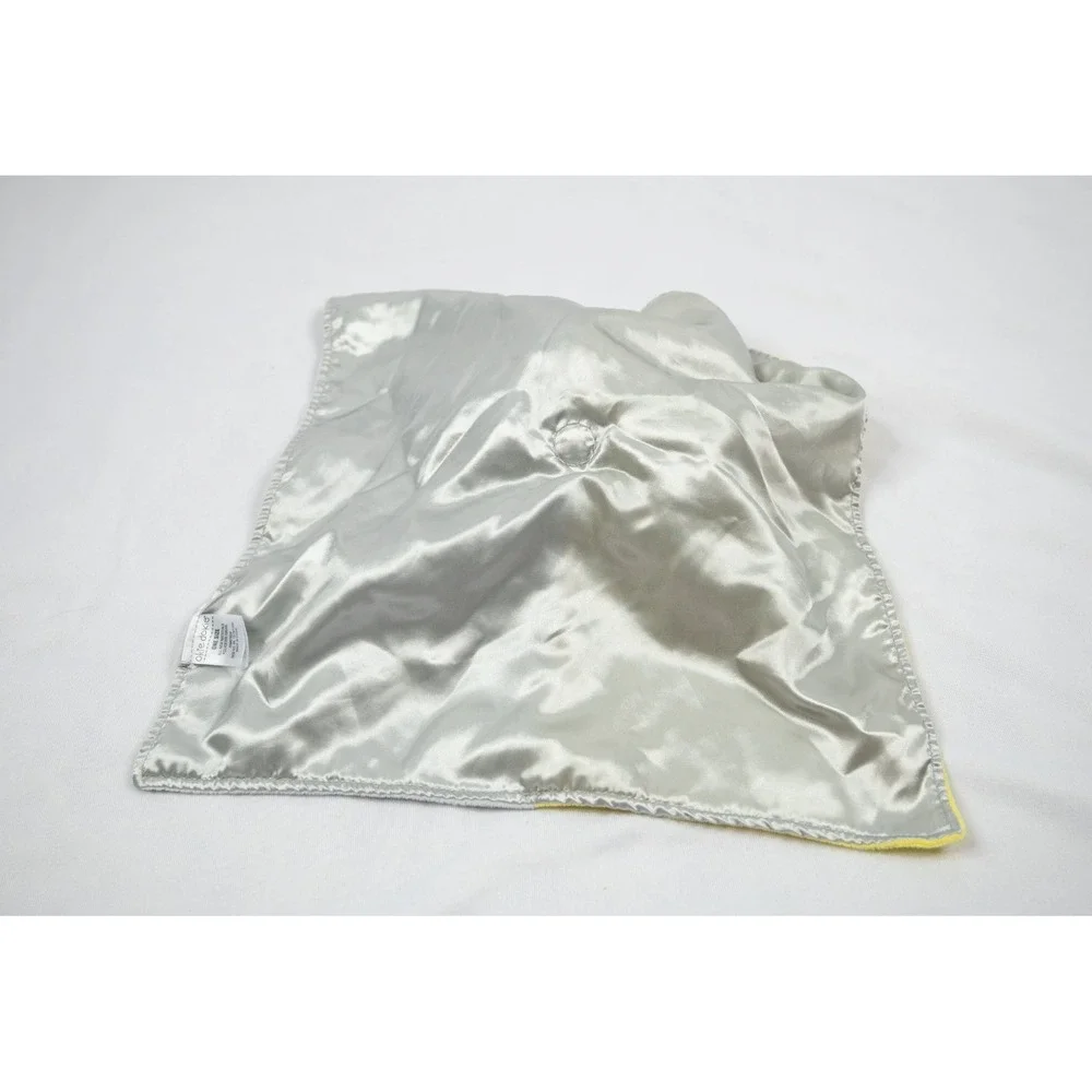 Okie Dokie Baby Blanket Elephant Lovey Yellow Gray Rattle Embroidered HUGS Satin